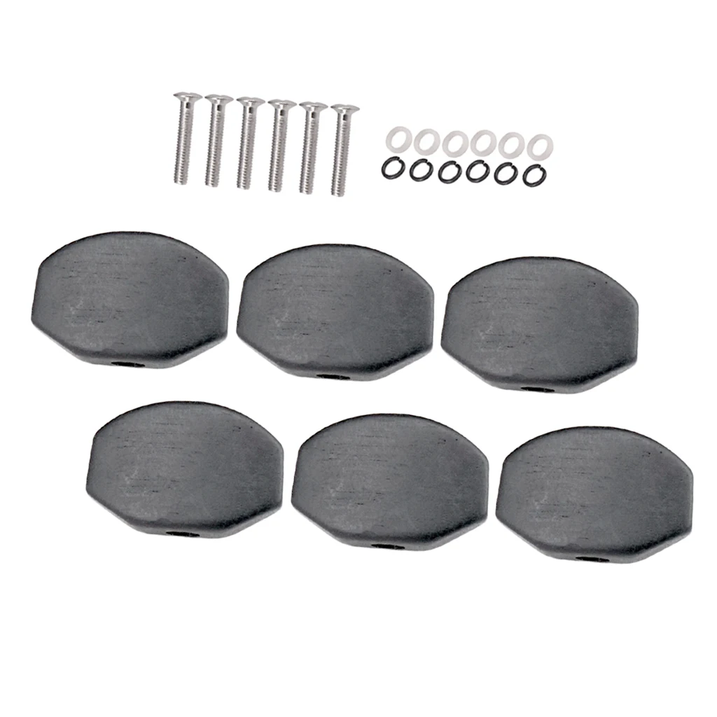 6 Pieces Guitar Tuning Peg Button Guitar Tuning Key Head Cap Ebony Wood Knobs Caps for Acoustic Guitar Tuning Pegs