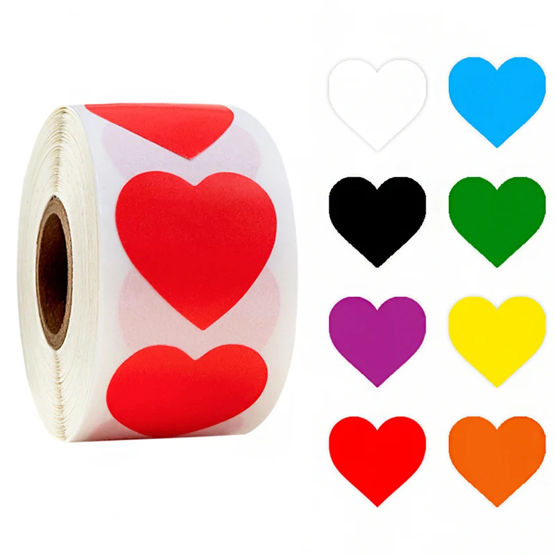 家のための芸術的なステッカー,ハートの形をしたステッカー,色付き,ギフトに最適,500ユニット