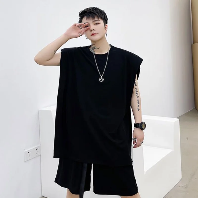 

Men's Vest And Shorts Suit Summer New Fashion Youth Dark School Style Sunshine Leisure Loose Large Two Pieces