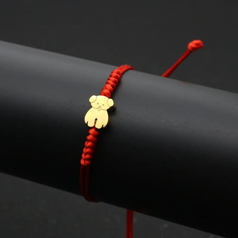 Cute Bear Brand Stainless Steel Bear Bracelet Men Women Fashion Thread String Braid Adjustable Lucky Friendship Bracelet Jewelry