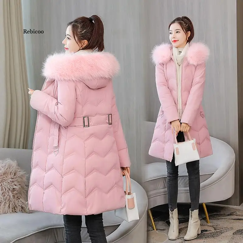 Winter Clothes  Clothing for Women 2021 Winter New Mid-length Slim-fitting with Large Fur Collar Down Padded Jacket