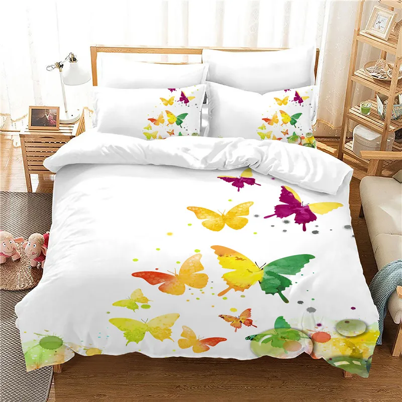 

Kids Bedding Set 3D Printed Duvet Cover Bed Set Butterfly Home Textiles for Adults Bedclothes with Pillowcase Queen/king size