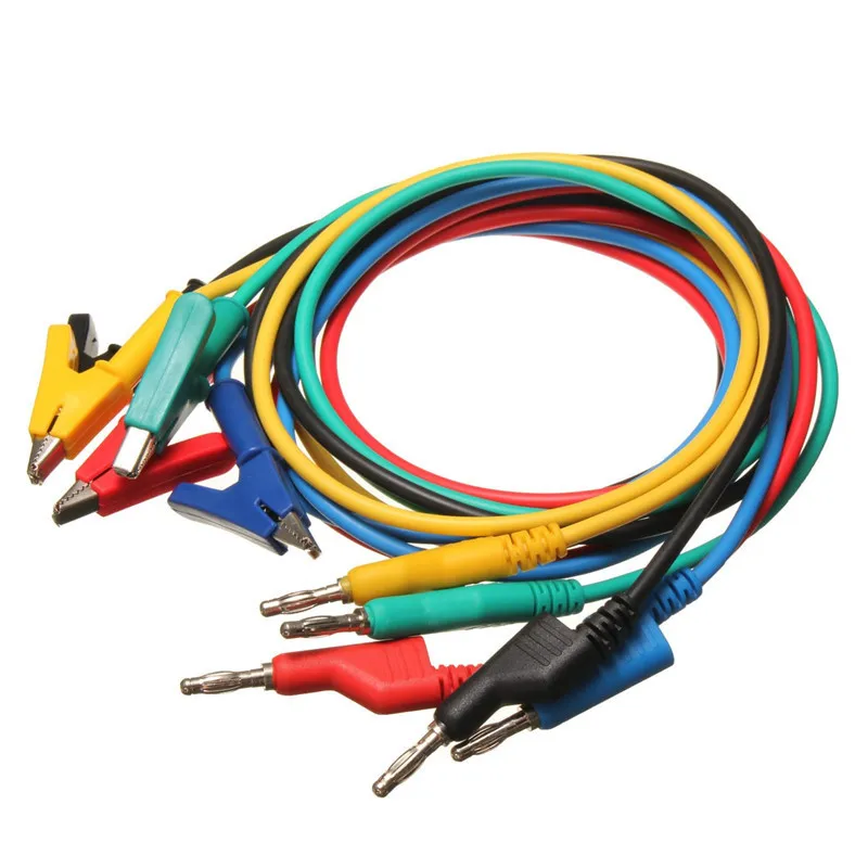 5Pcs 1M 4mm Silicone Banana Plug to Crocodile Alligator Clip Test Probe Lead Wire Cable Electrical Laboratory Dropshipping