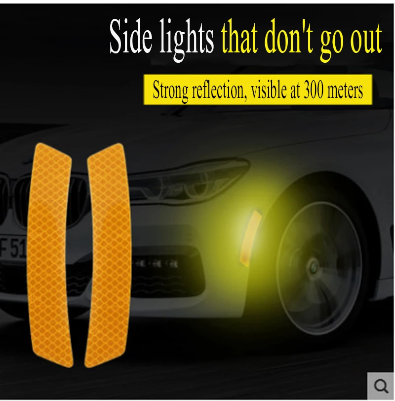 10pcs car wheel eyebrow reflective warning stickers front bumper waterproof decorative stickers High Sign Safety Light