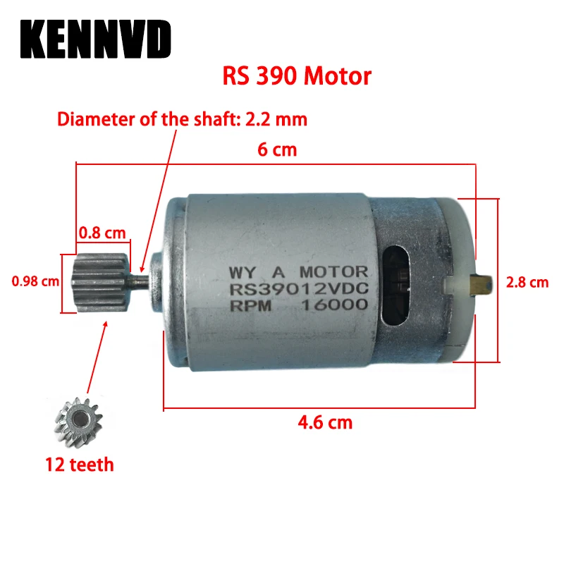 10 Teeth 24V RS550 Motor for Kids Electric Car Upgrade 12V RS390 Power Wheel Motor 24V RS570 Engine For Ride On Toys Accessories