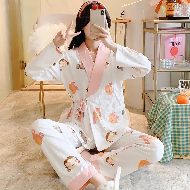 Maternity Sleepwear Sets Cotton Nursing Nightgown Suit for Prenatal + Postnatal Women Autumn Spring High Quality Nurning Pajamas