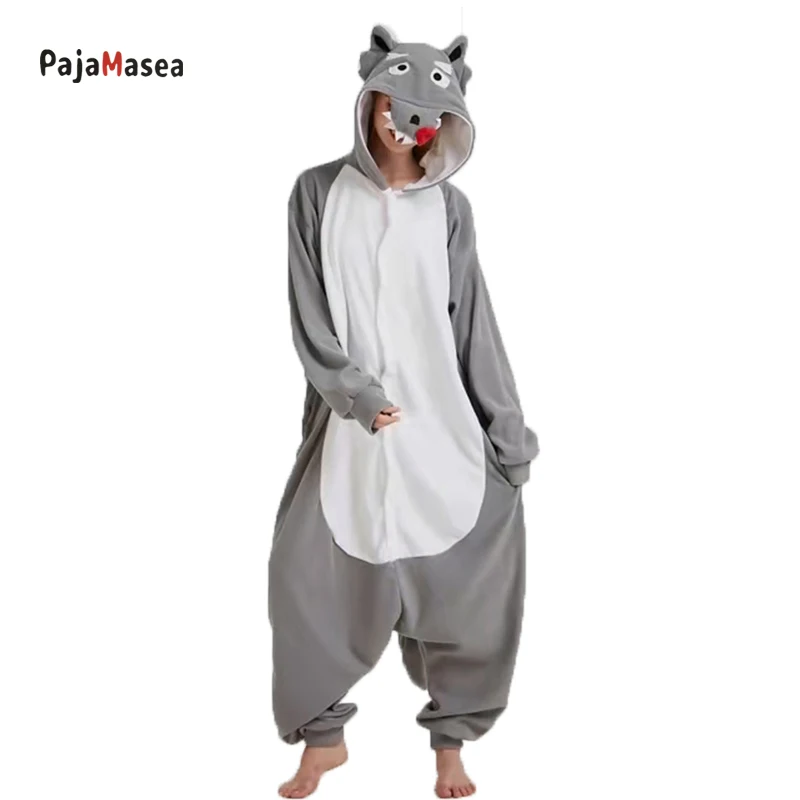 Large XXL PAJAMASEA Men Wolf Adults Onesie Women Sleepwear Cartoon Anime Family Funny Christmas Cosplay Outfits Raccoon Kigurumi