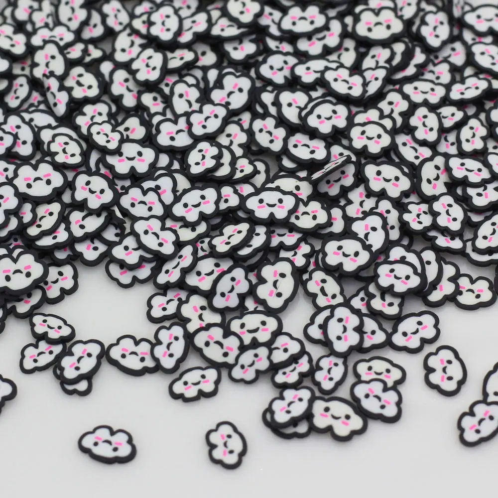 Wholesale Factory Price Kawaii Smiling Cloud Polymer Clay Slices Happy Cloud Slices Sprinkles 3D Nail Art Stickers