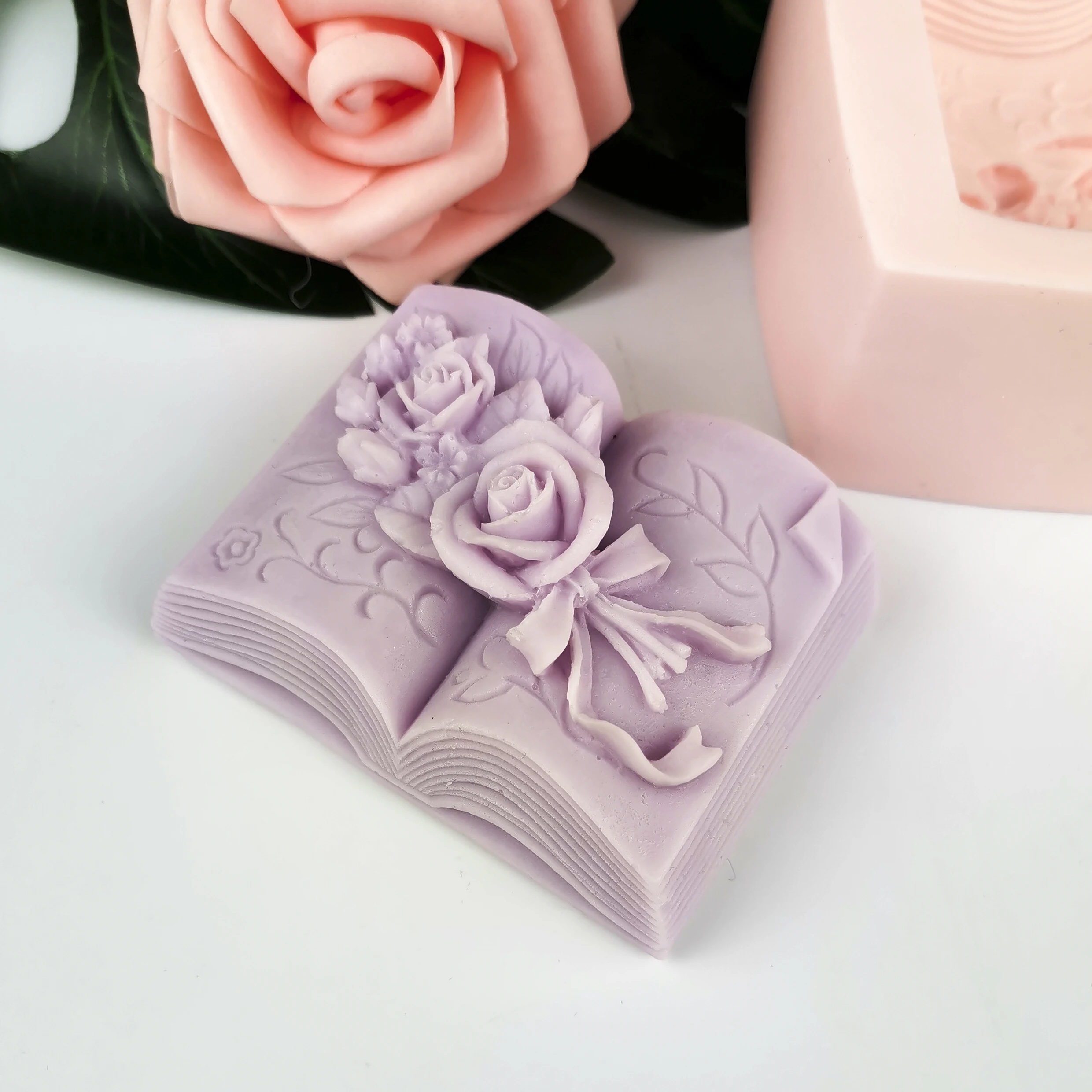 PRZY Soap Molds Fondant Soap Mould Silicone The Book Of Flowers And Roses Molds Handmade Mold Clay Resin Candle Mould