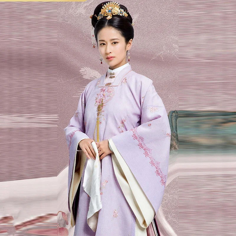 Delicate Emrbodiery Ming Dynasty Rich Women Maiden Princess Hanfu for Drama The Sword and The Brocade Stage Performance Costume