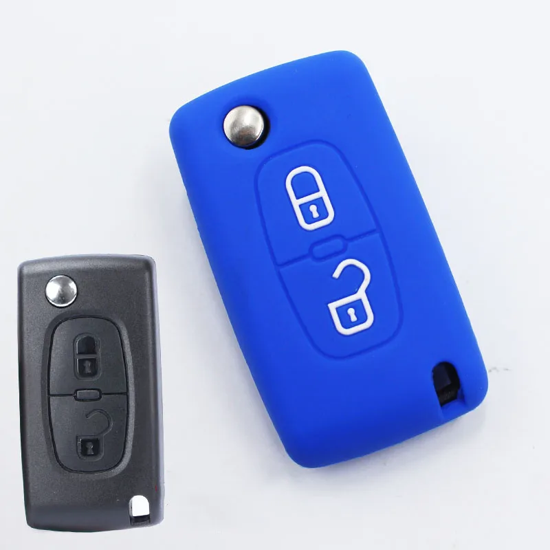 

2 Buttons Silicone Remote Flip Key Case Cover For Peugeot 107 207 307 307S 308 407 607 For Citroen C2 C3 C4 C5 C6 C8 Accessories