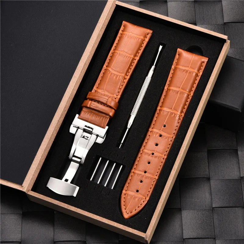 

Crocodile Pattern Genuine Leather Watchbands Men Watch Strap 18mm 20mm 22mm 24mm With Stainless Steel Clasp Wrist Straps