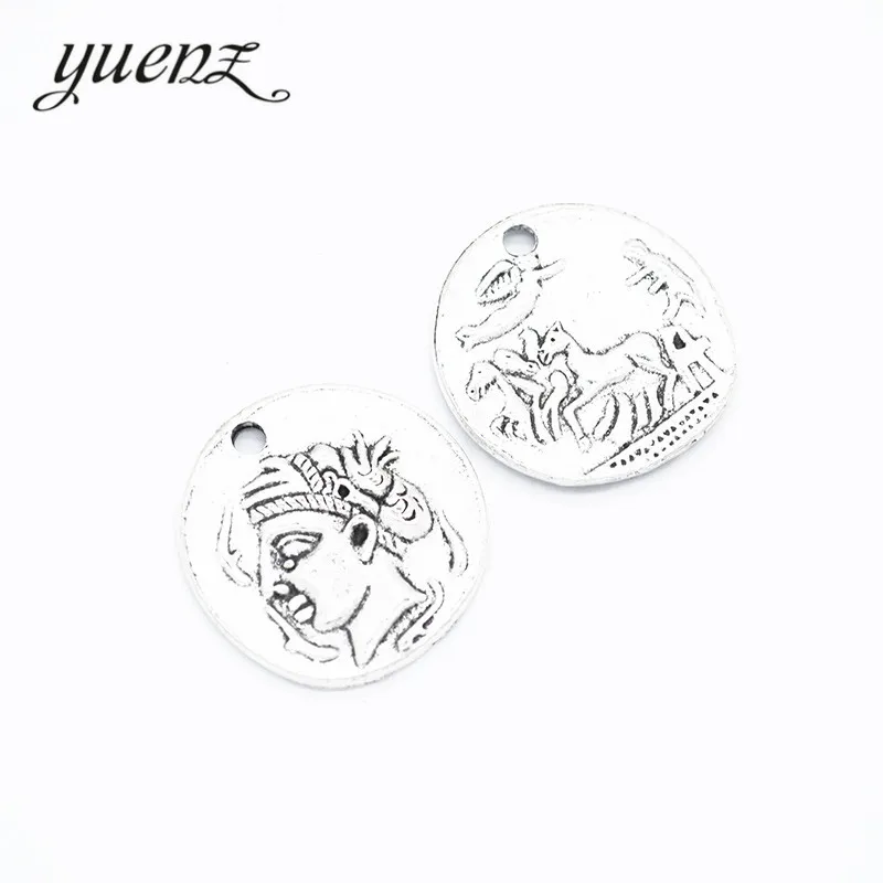 YuenZ 3pcs Antique silver color charms metal Round Human head pendant diy jewelry necklace 25*24mm I1111