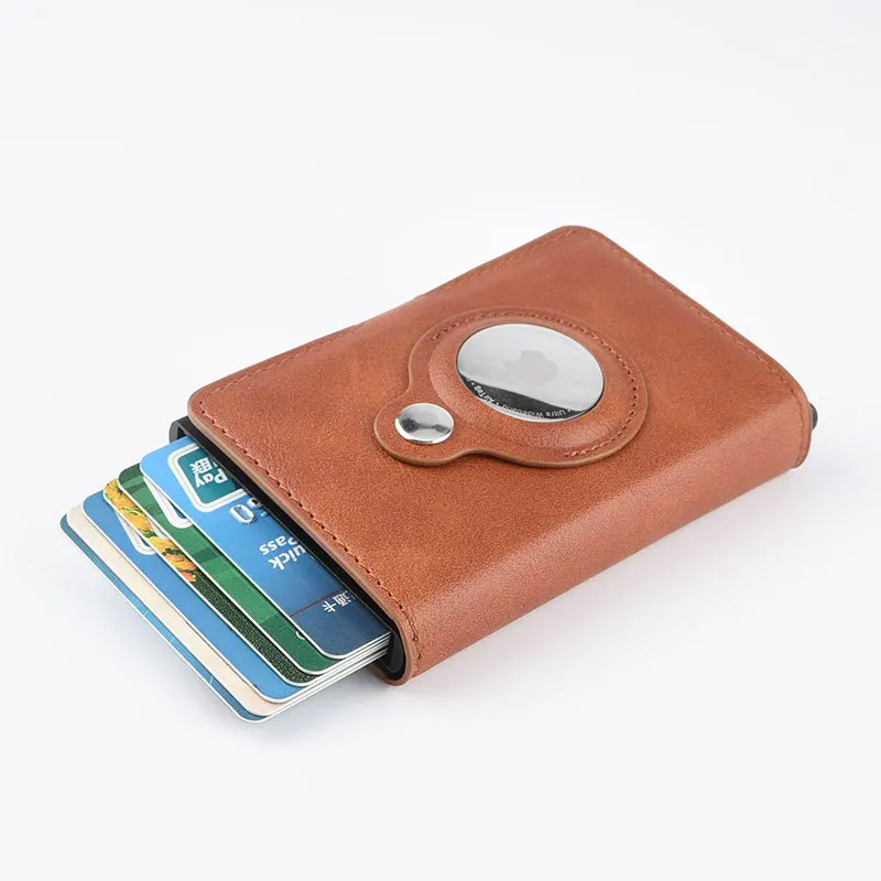 Airtag Wallet RFID Blocking Credit Card ID Card Holder With Apple Airtags Case Anti-lost Protective PU Leather AirTag Card Bag