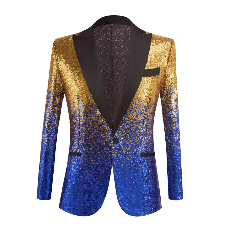 Discoloration Sequin Shawl Collar Tuxedo Suit Blazer Men Wedding Groom Singer Prom Glitter Suit Jacket DJ Club Stage Blazer