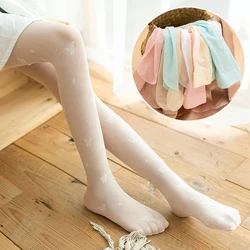 Children's cute butterfly flower anti-hook silk pantyhose summer ultra-thin student white dance socks baby mosquito socks