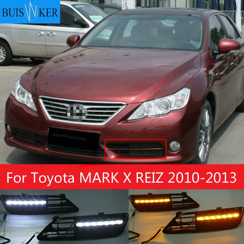 

1Pair DRL For Toyota MARK X REIZ 2010-2013 LED DRL Daytime Running Light With Turn Signal Fog Lamp