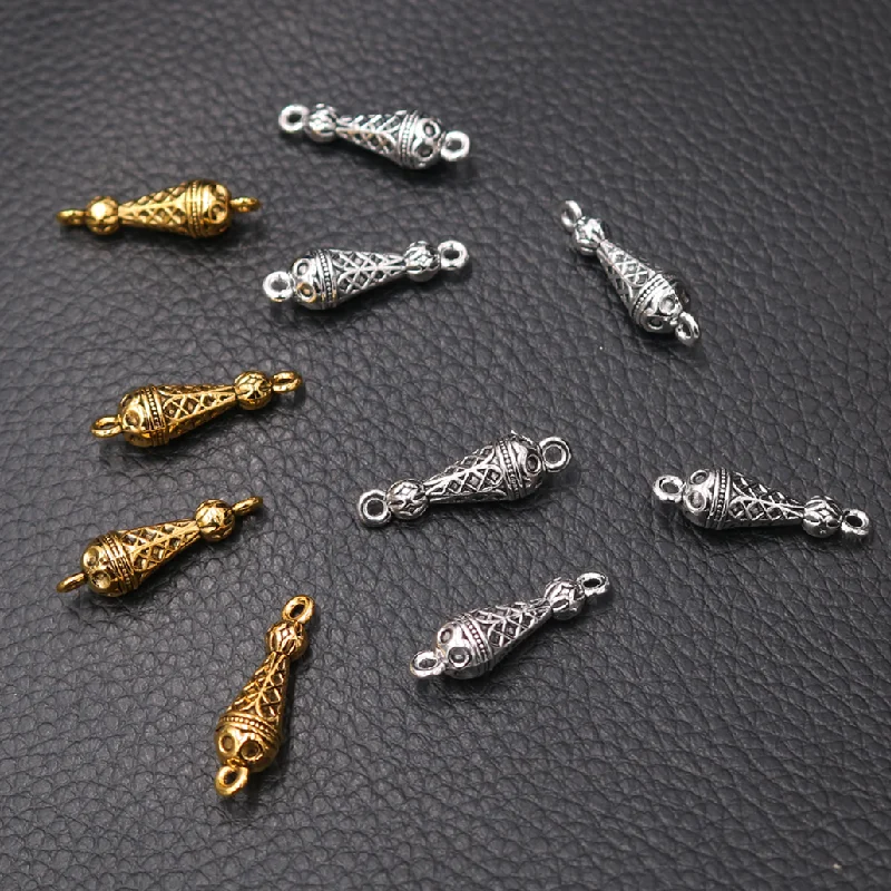 16pcs Raindrop Type Alloy Connector Retro Earrings Bracelet Necklace Metal Accessories DIY Charms Jewelry Crafts Making 24*8mm