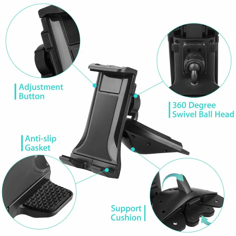 Universal 4-12 inch Tablet Holder Car CD Slot Air Vent Tablet Bracket Mobile Phone Mount Stand for iPad Pro iPhone Xiaomi Huawei