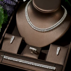 HIBRIDE 2020 New Trendy Leaf Design Bridal Wedding Jewelry Sets Necklace Earring Set High Quality Dairy Accessories N-1484