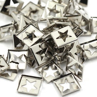 100Pcs12mm Silver Rivets Punk Square Hollow Star Metal Spike And Studs For Clothes Two Claws Rivets For Leather DIY Shoes/Bags