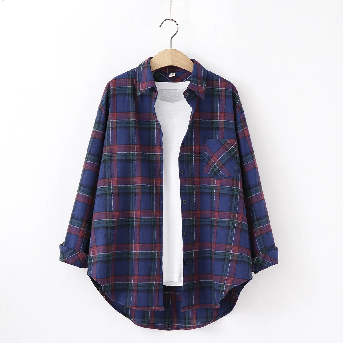 Camisa feminina solta de manga comprida xadrez, blusa de marca feminina, design casual fresco, excelente qualidade, outono, nova, 2022
