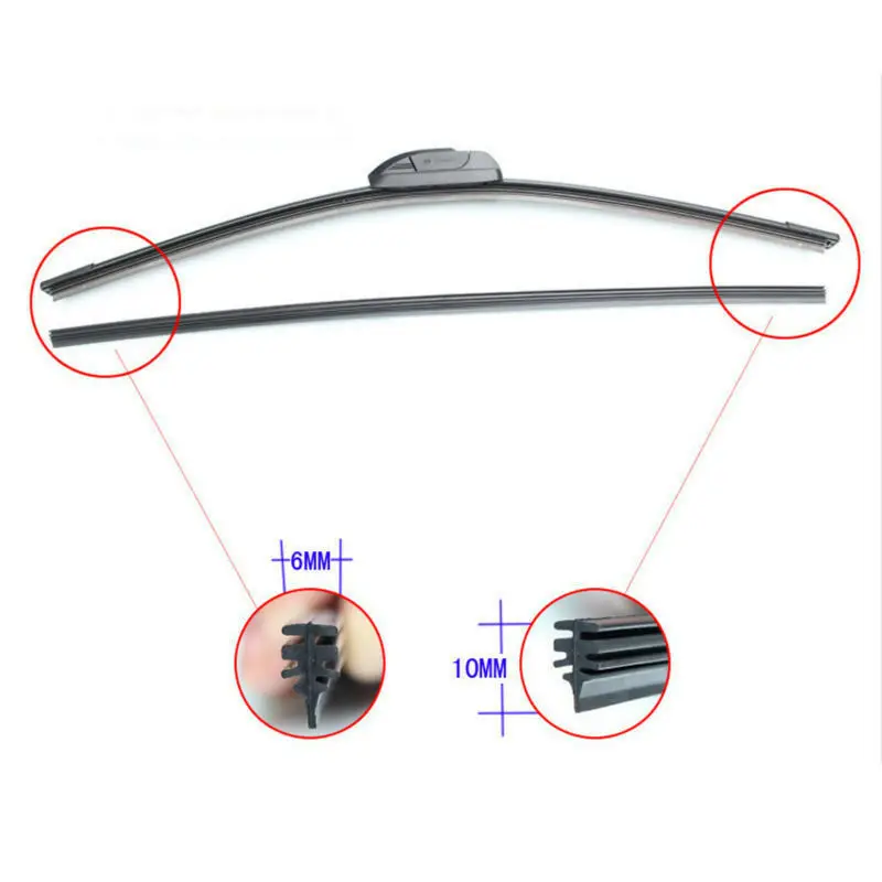 2Pcs Universal AAA Grade Auto Silicone Strip Refill For Replace Windshield Wiper Frameless Wiper Blades 6mm 24\