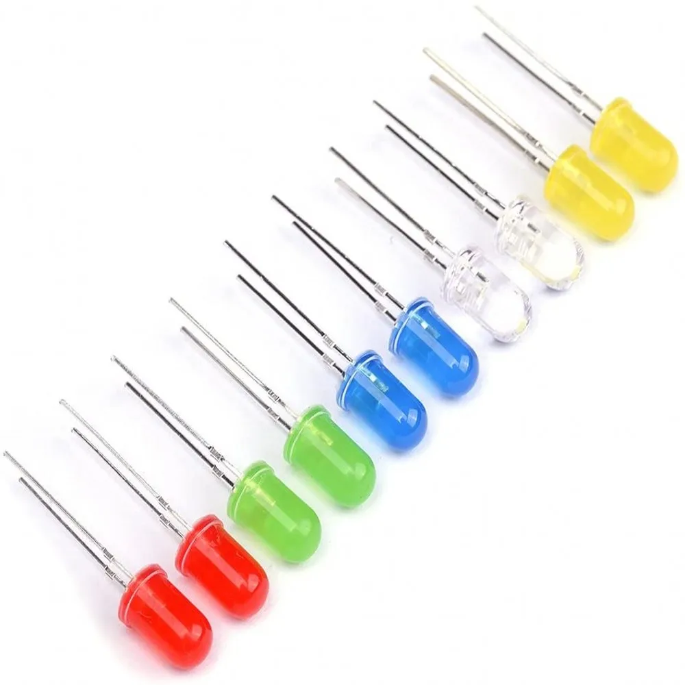 1000 stks 5mm LED diode Licht Diverse Kit DIY LEDs Set Wit Geel Rood Groen Blauw elektronische diy kit