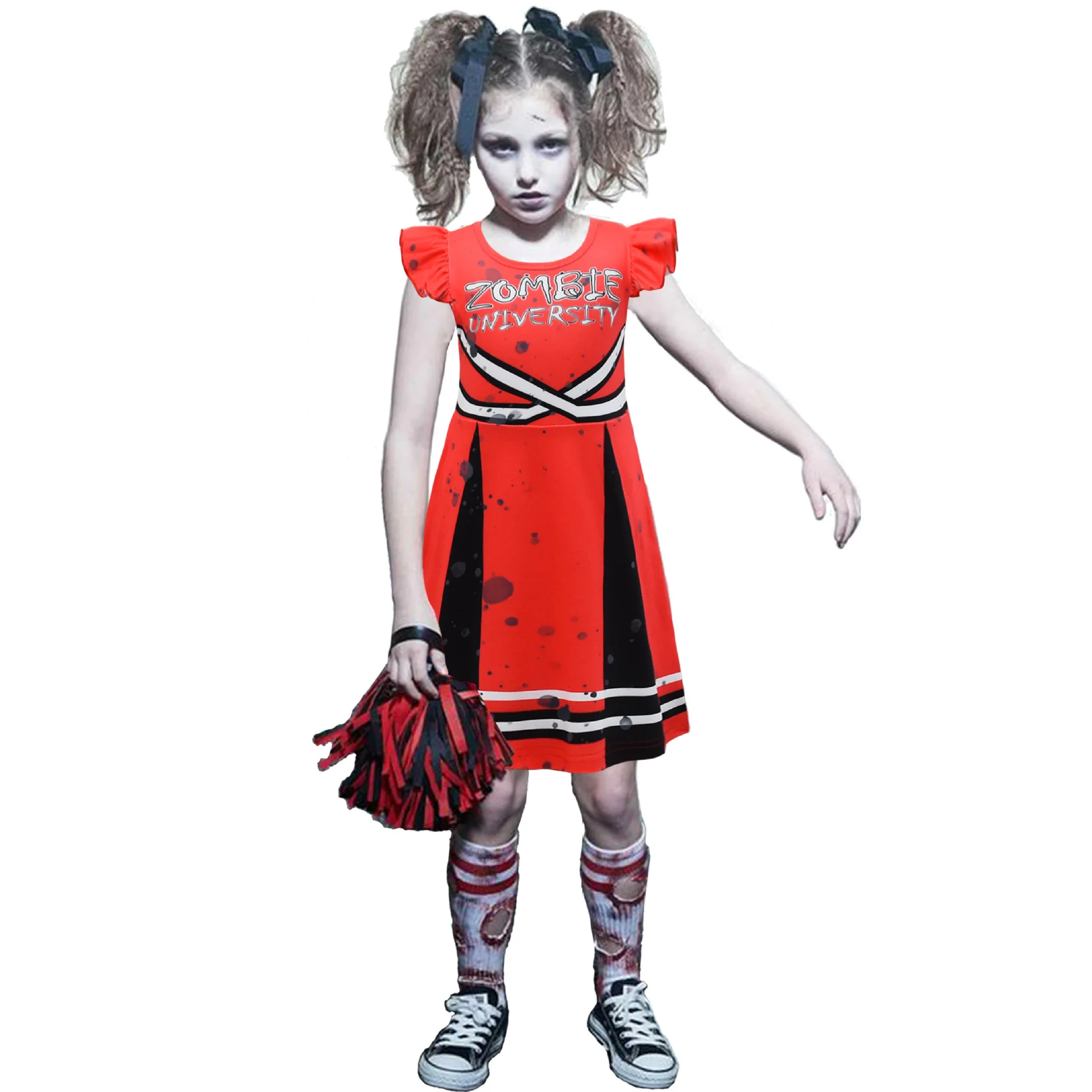 Novo grils vestido zombies 2 cosplay bebê crianças carnaval roupas de festa crianças plissado princesa vestido aniversário trajes natal