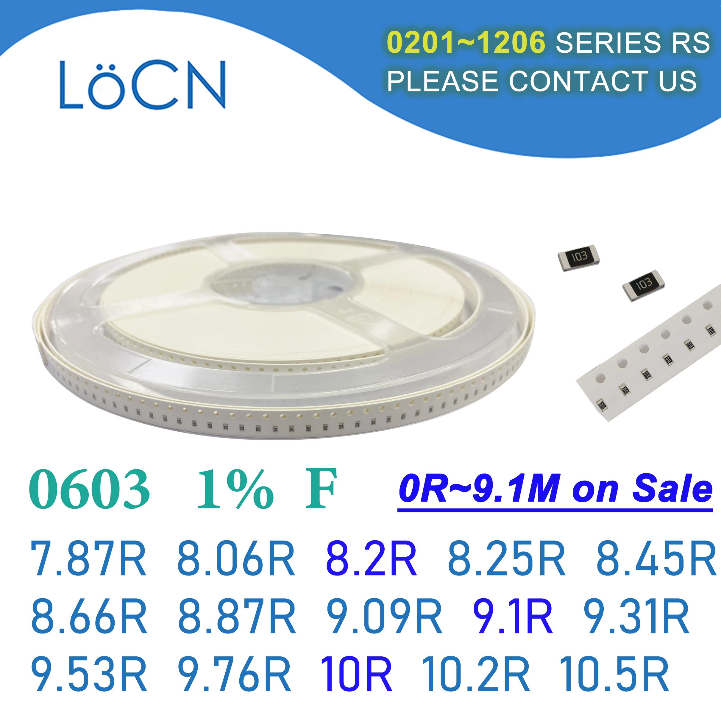 0603 1% 5000PCS SMD Điện Trở F 7.87R 8.06R 8.2R 8.25R 8.45R 8.66R 8.87R 9.09R 9.1R 9.31R 9.53R 9.76R 10R 10.2R 10.5R 1608 OHM