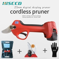 HISEED Portable Electric Pruning Shears LED 25mm Hedge Trimmer Battery