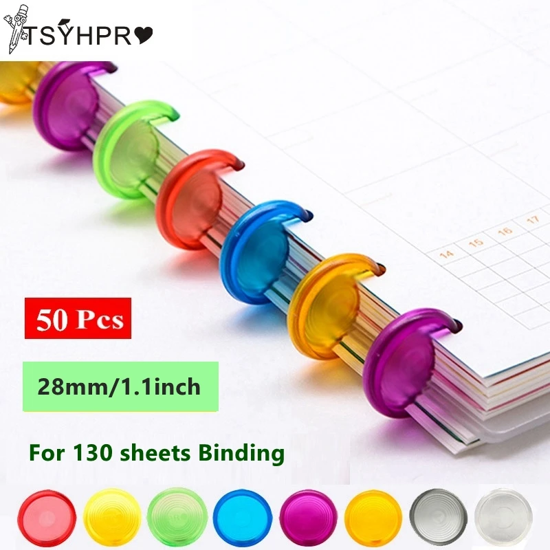 50Pcs 28mm/1.1inch  Mushroom Hole Disc Binders for Notebooks/Planner Diy Loose Leaf  Binding Rings Discbound Discs CX19-004