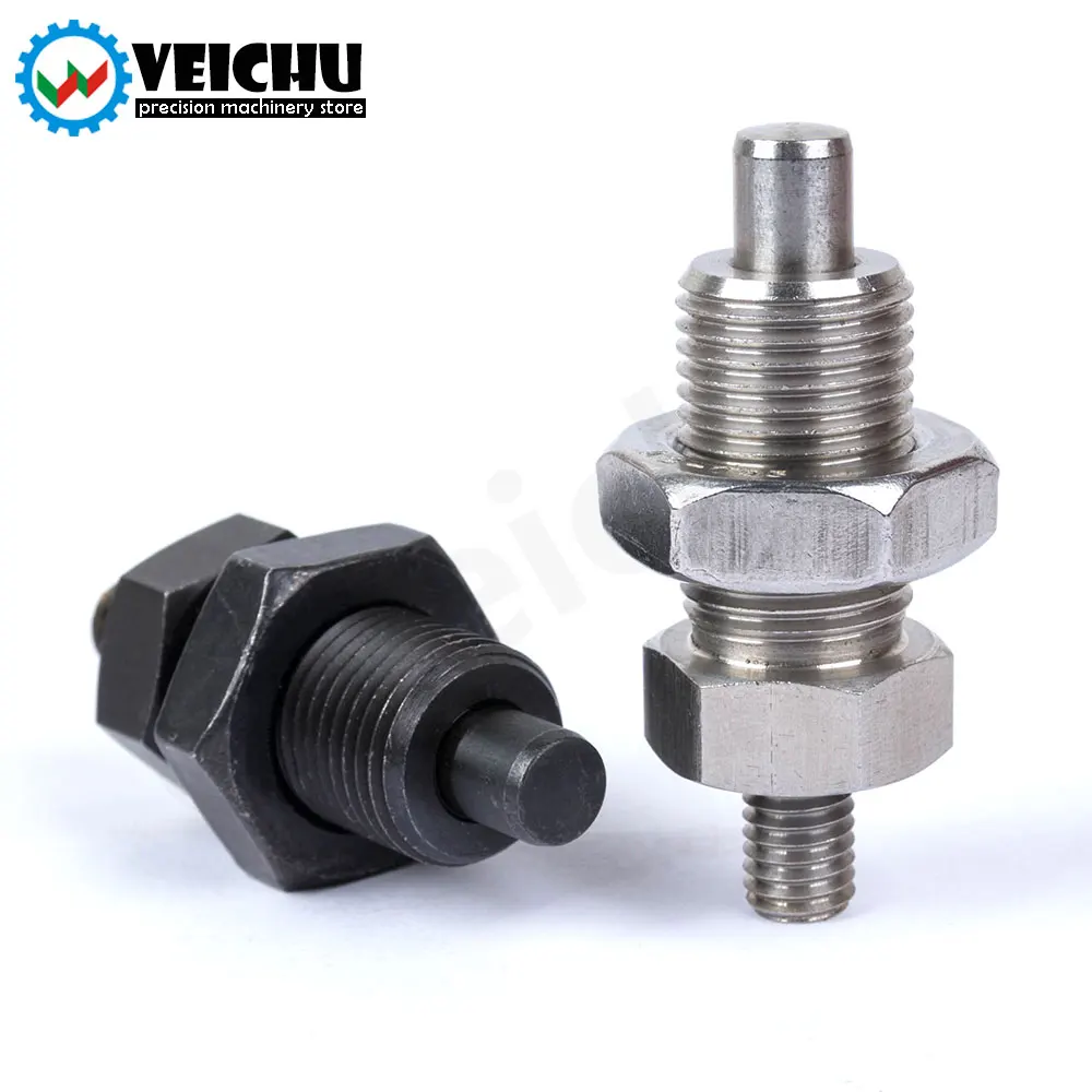 VEICHU Locking Positioning Pins Steel Index Bolts With Hexgon Collar And Nuts Indexing Plungers Without Knob