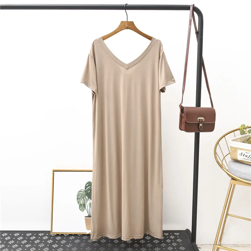 ชุดนอนผ้าฝ้ายแบบใหม่ รุ่นเบสิก แขนยาว เซ็กซี่ สำหรับผู้หญิง สวมใส่ที่บ้าน ชุดนอนฤดูร้อนสำหรับหญิงตั้งครรภ์ เสื้อนอนเซ็กซี่ทรงหลวม