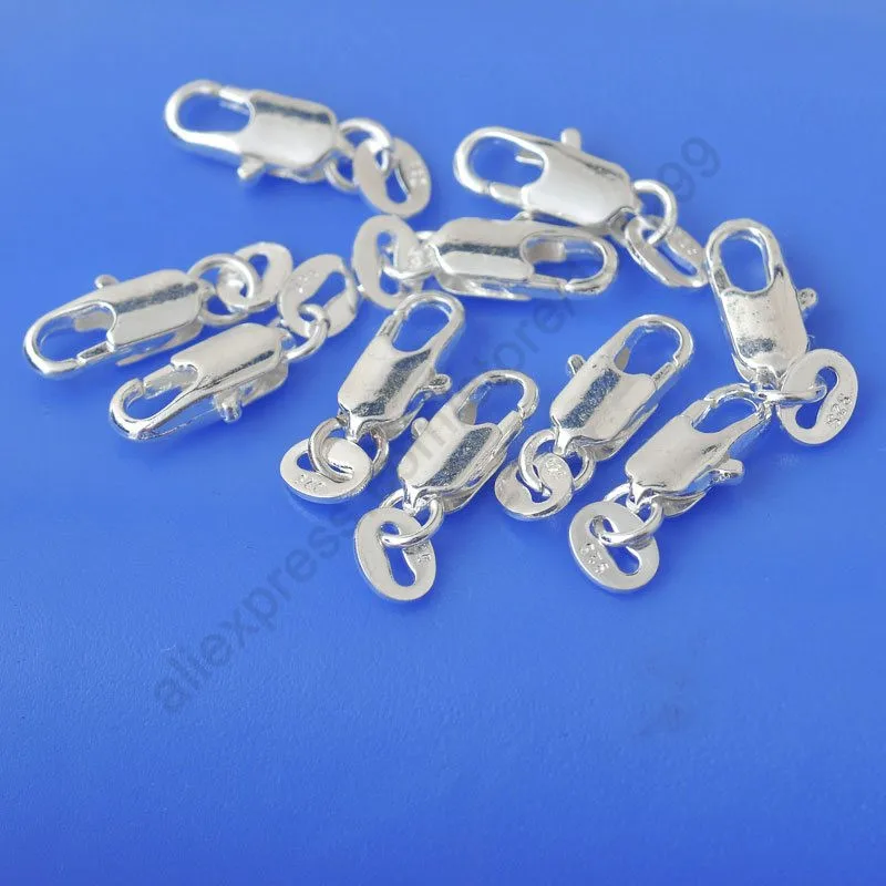 

Wholesale Jewelry Findings 50PCS Genuine 925 Sterling Silver Lobster Clasps For DIY Jewelry Women Fashion Hand Making