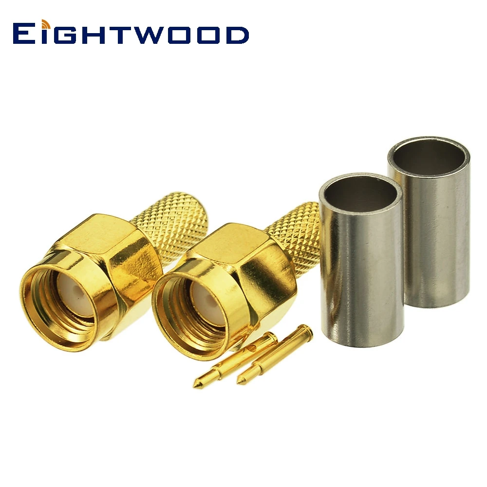 

Eightwood 2PCS SMA Plug Male RF Coaxial Connector Adapter Straight Crimp RG58 RG400,RG142,LMR195 Cable for Antenna Telecom