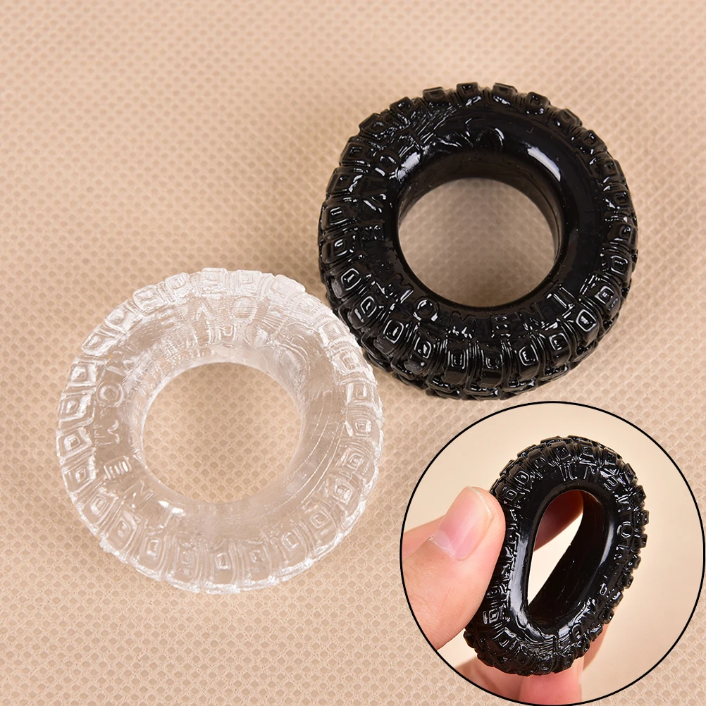 2 PCS Hot Silicone Tire Penis Ring Delayed Ejaculation Cock Rings Adult Products For Male  Sex Cockring