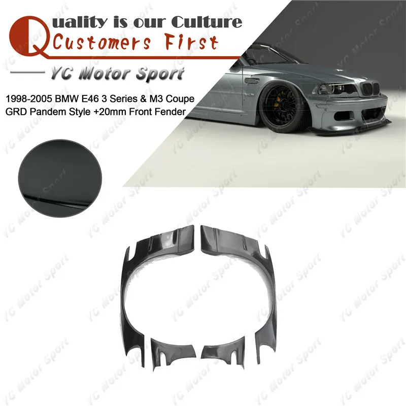 FRP Fiber Glass +20mm Front Fender Fit For 1998-2005 E46 3 Series & M3 Coupe GRD PD Style +20mm Front Over Fender Flares