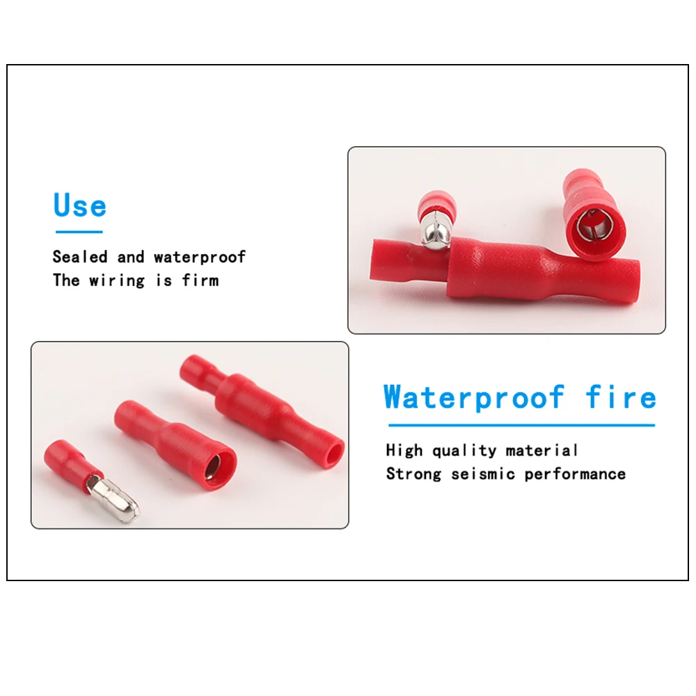 MPD+FRD PVC Bullet Shaped Female Male Insulating Joint Wire Connector Bullet Audio Wiring Insulated Electrical Crimp Terminal