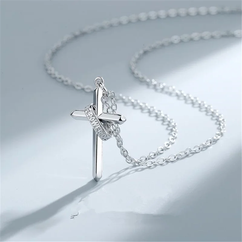 New Arrival Silver 925 Sterling Chain Necklace For Men Jewelry Classic Cross Pendant Male Choker Accessories For Boyfriend Gift