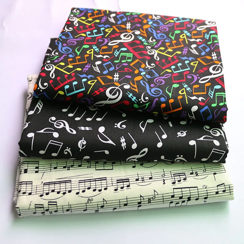 100cm*110cm Music Note Print Cotton Cloth Craft Diy Zakka Cotton Material Fabric Poplin