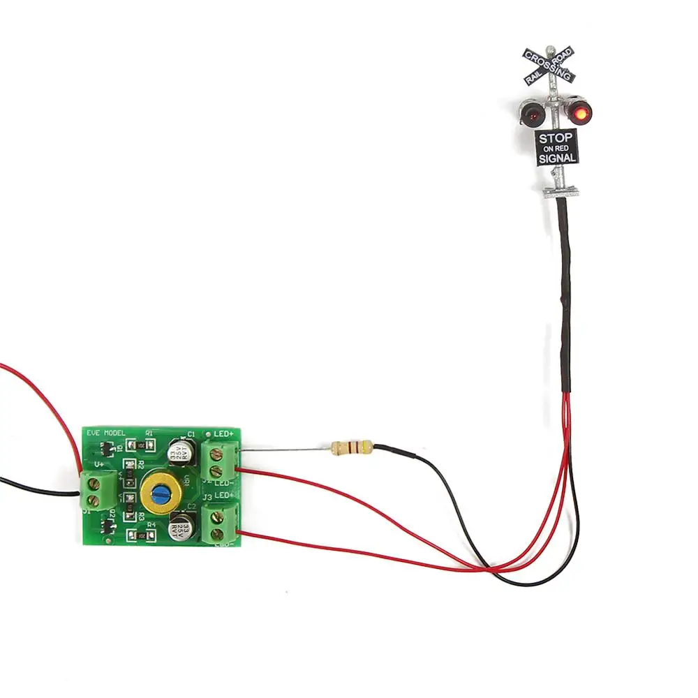 1 Unit N Scale Model Railroad Crossing Signals LED Head 1:160 Model Traffic Singal and Circuit Board Flasher JTD150RP