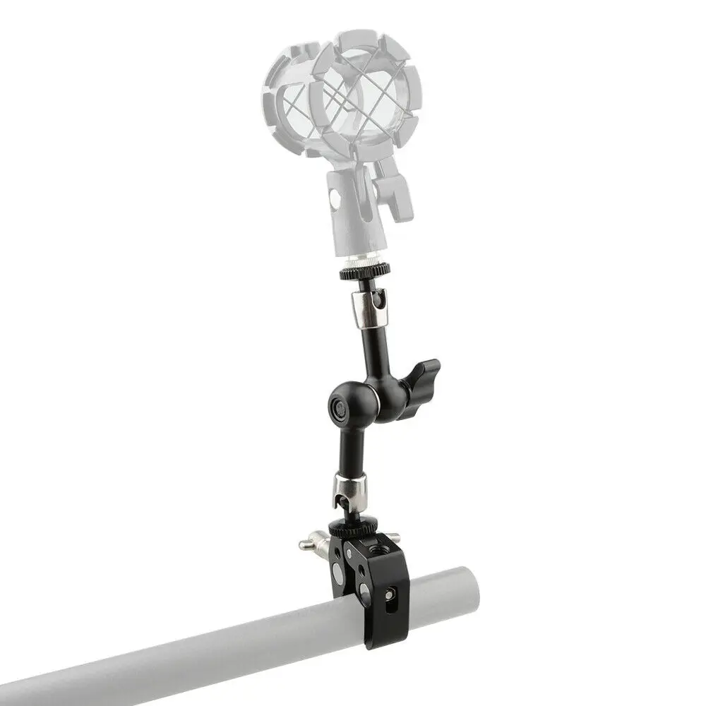 Super clamp Crab w/ 7" Articulating Arm & 5/8"-27 Screw for Microphone tripod camera， 5/8 to clamp adapter
