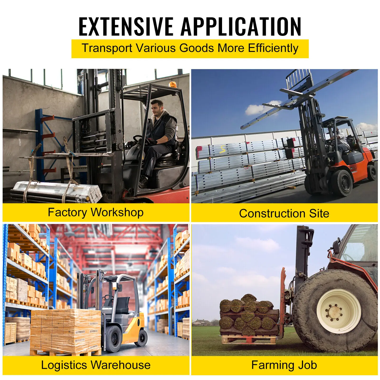 VEVOR 60 72 84 96นิ้วพาเลทส้อม Extensions Heavy Duty ยาวรถยกยกส่วนขยายสำหรับคลังสินค้าและโรงงาน