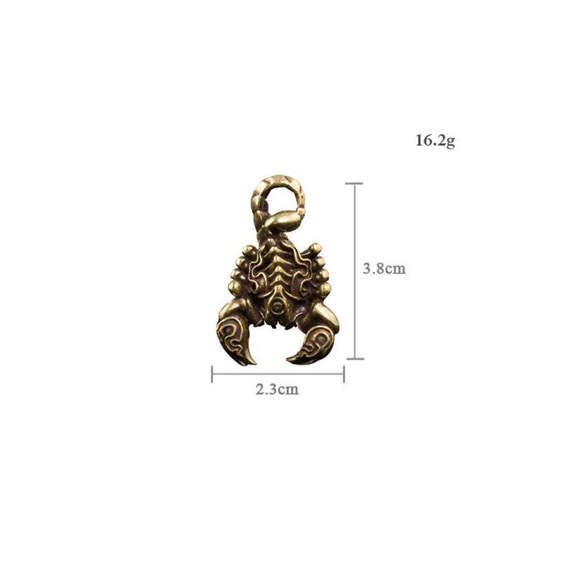 Solid Scorpion Keychain Pendant Pure Brass Animal Figurines Car Key Chain Hanging Jewelry Vintage Fashion Keyring Decor Pendants