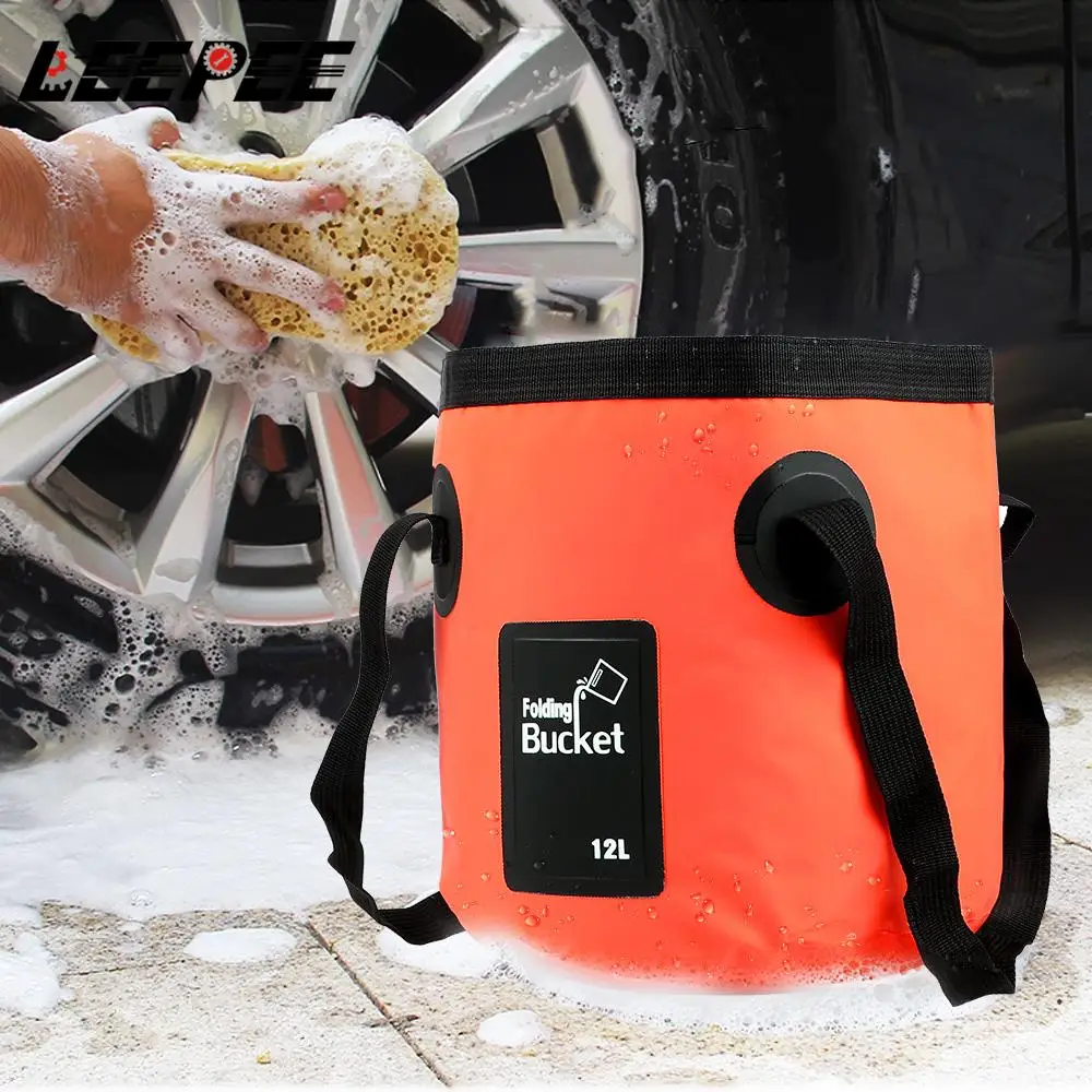 12L Waterproof Folding Bucket Car Wash Bucket Bowl Sink Washing Bag Portable Outdoor Travel Motorcycle Bucket Truck Accessories