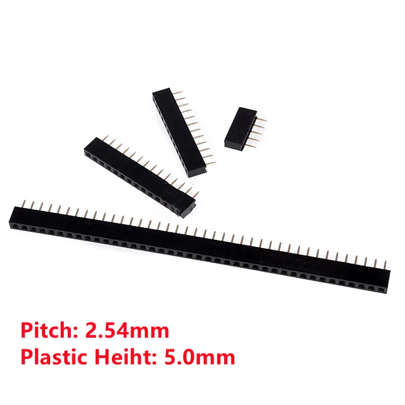 

10pcs 2.54mm Spacing Single Row Female 1x5/6/10/40p Plastic Height 5.0mm Straight Plug Short Body Female Seat Pin Socket