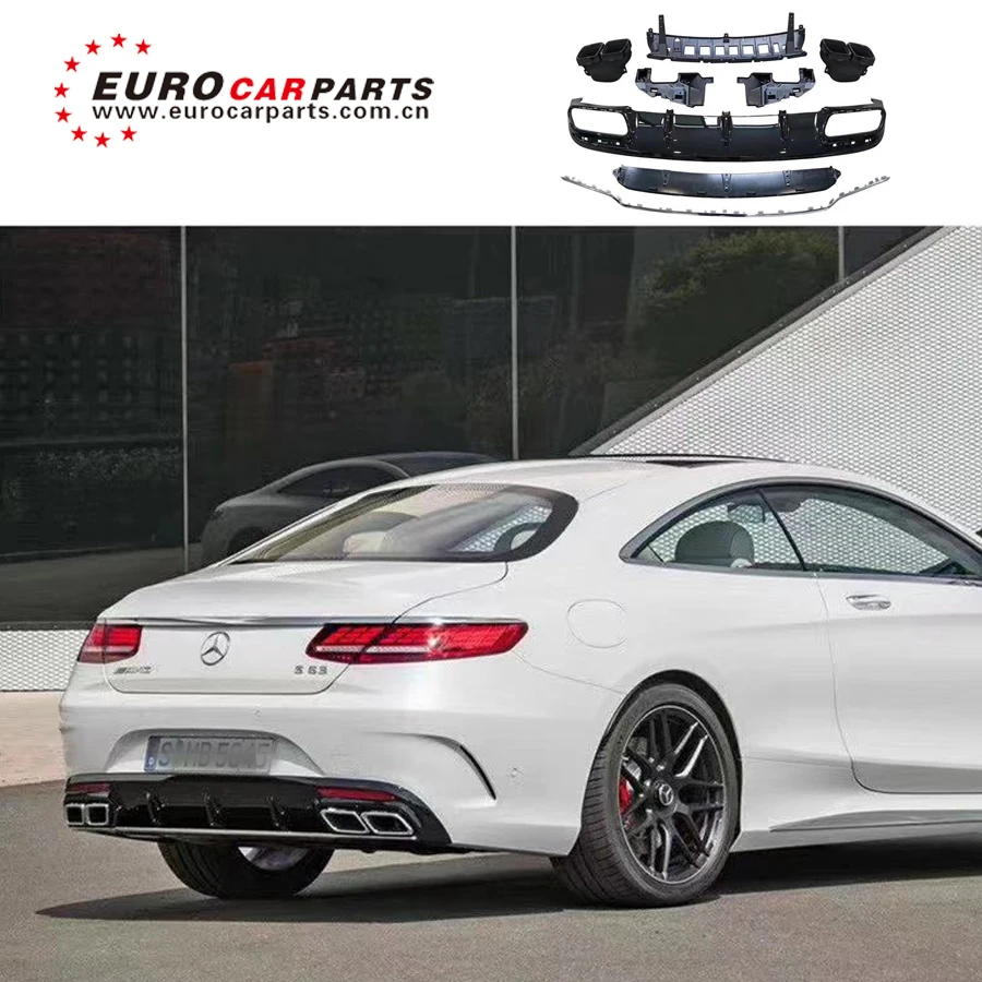 2019 S class w217 S63 coupe rear diffuser and muffler tips for w217 S63 coupe diffuser with exhaust pipes