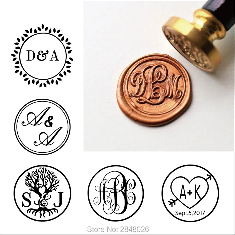 Custom Rustic Three initial Monogram Wax Seal Stamp,Custom Wax Seal Stamp Kit,personalised wedding invitation seals,wedding gift