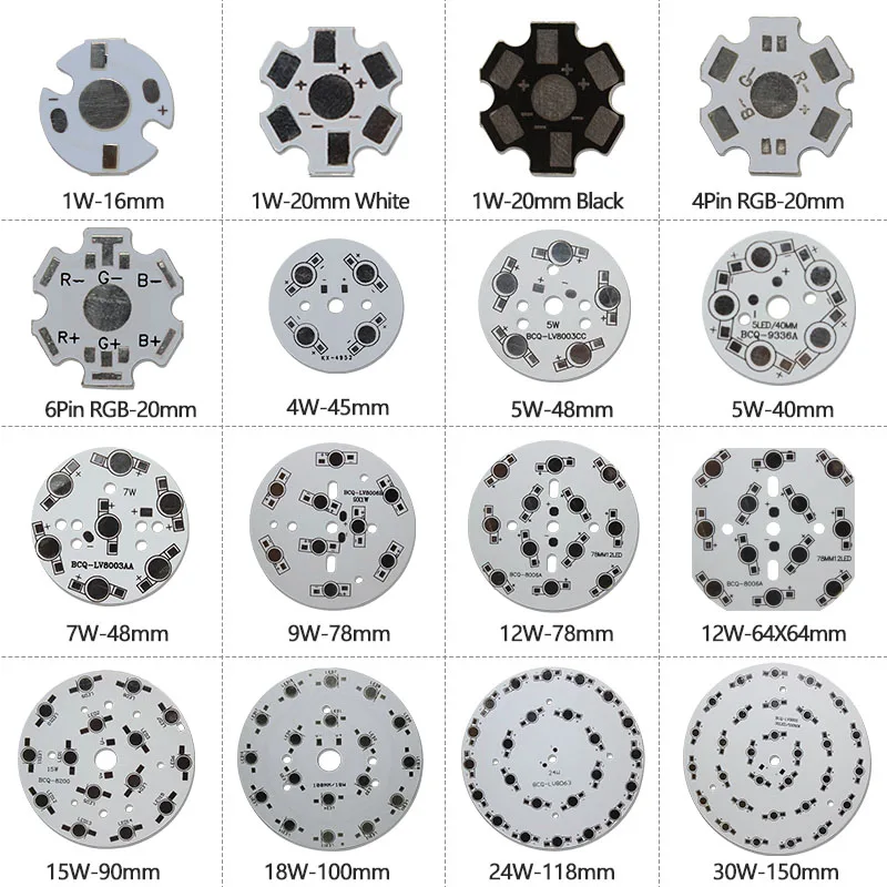 10pcs 1W-36W Round Aluminum Base Plate Heat Sink Install 1W High Power LED Diodes Full Spectrum White Warm White Red Green Blue